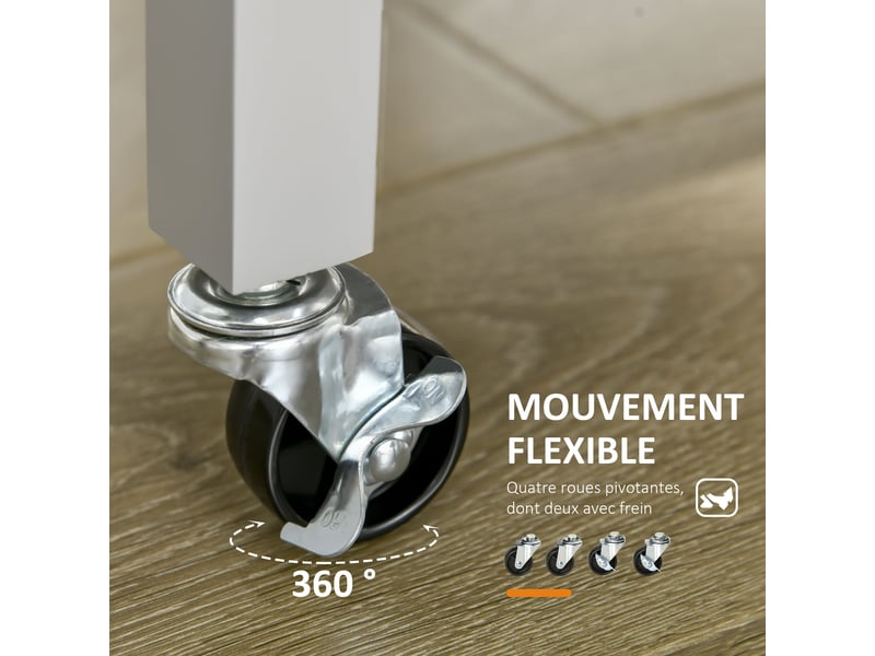 Desserte de service chariot de cuisine à roulettes 2 étagères - avec plan de travail en bois hévéa, 1 tiroir et - Conforama E