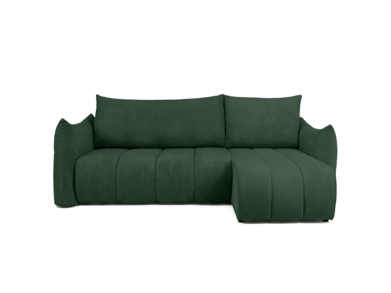  Canapé d'angle lysia mini réversible et convertible en velours côtelé - vert foncé LYSIA - Conforama D