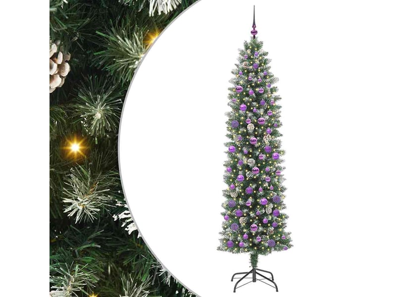  Sapin de noël, arbre de noël artificiel slim vert et blanc 210 cm shl4786  - Conforama A