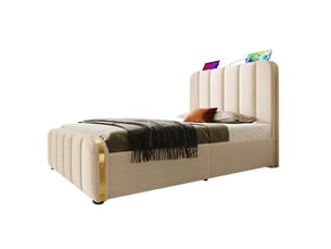 Lit coffre 90x200 cm VIVRYN coloris beige