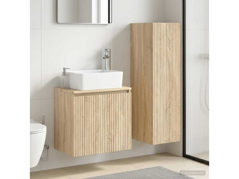  Ensemble de mobilier de salle de bain 2 pcs chêne sonoma shl8349  - Conforama B