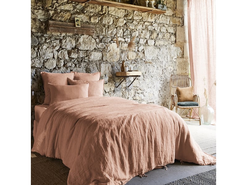  Housse de couette 200x200 cm lin rosalie vieux rose PD24960 - Conforama B