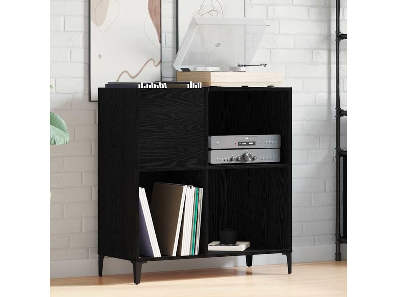  Meuble à vinyles, armoire à disques chêne noir 84,5x38x89 cm bois d'ingénierie shl22925  - Conforama B