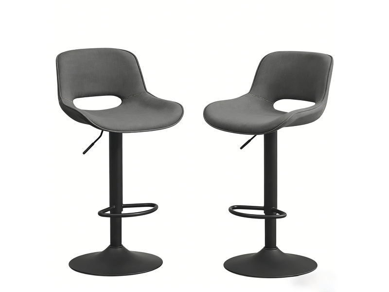  Tabourets de bar lot de 2 pivotants réglables - lpospi - dossier ergonomique, assise en lin, base métal - gris  - Conforama A