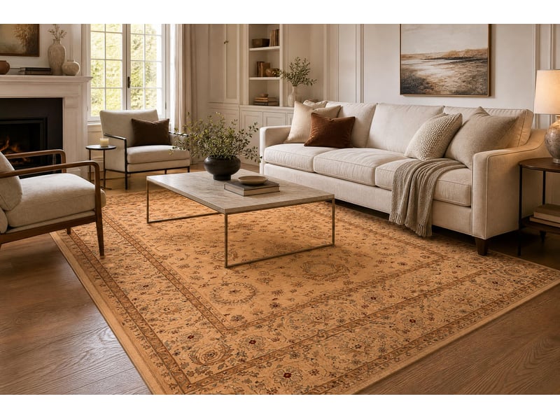  Tapis en laine kashqai 4303 100 oriental, cadre, ornement couleur saumon   vert 200x300 cm  - Conforama E