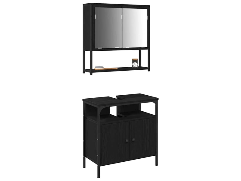  Ensemble de mobilier de salle de bain 2 pièces noir cf64237  - Conforama C