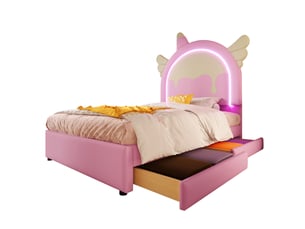 Lit avec rangement 90x200 cm    coloris rose