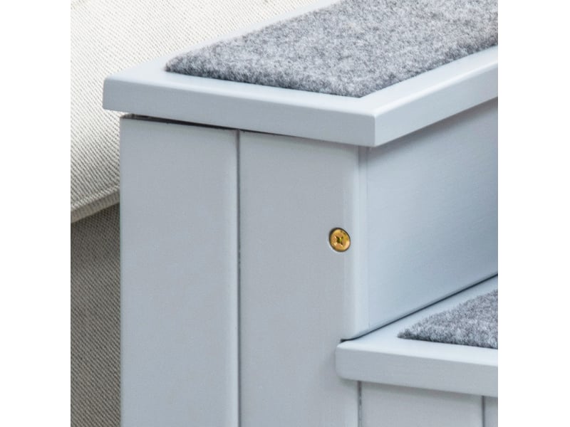 Escalier 3 marches 40,5x44,5x38 cm – gris – rangement intégré et feutre antidérapant - Conforama E