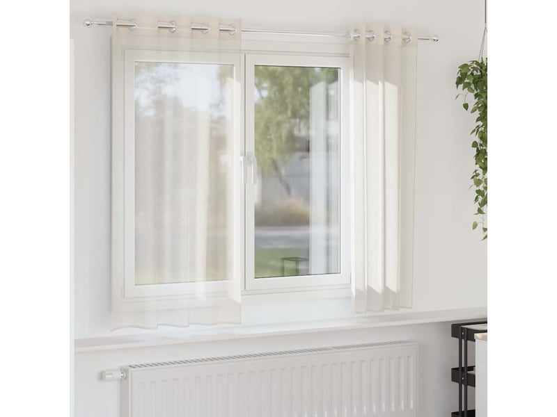 Lot de 2 rideaux en voile, voilages avec œillets crème 140x175 cm cf44352 - Conforama B