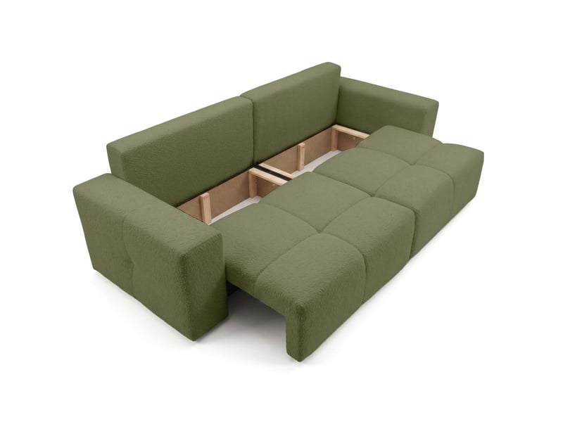  Celine - canapé droit 3 places convertible en bouclette  - Conforama D