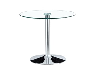Table à manger ronde en verre et métal argenté d 85 x h 76 cm