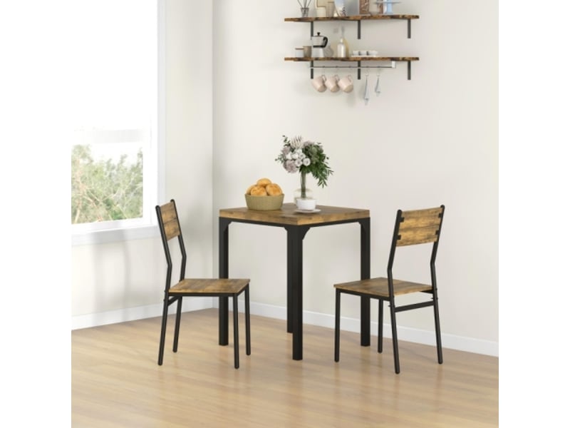 Ensemble salle à manger 3 pièces: table mdf et métal brun + 2 chaises – moderne - Conforama B