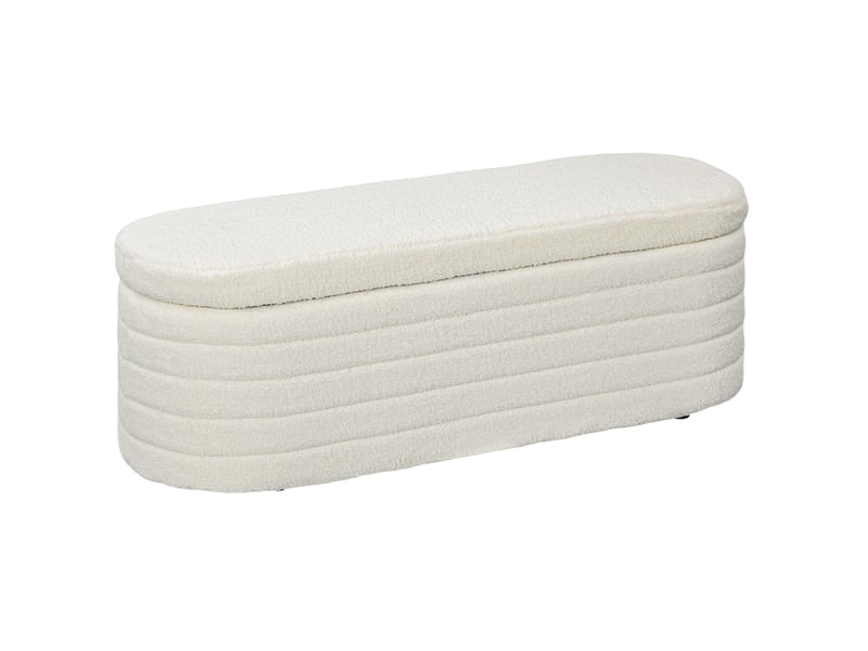  Banc de lit tcqpz avec rangement 116 x 41 x 40,5 cm en polyester teddy blanc crème  - Conforama A