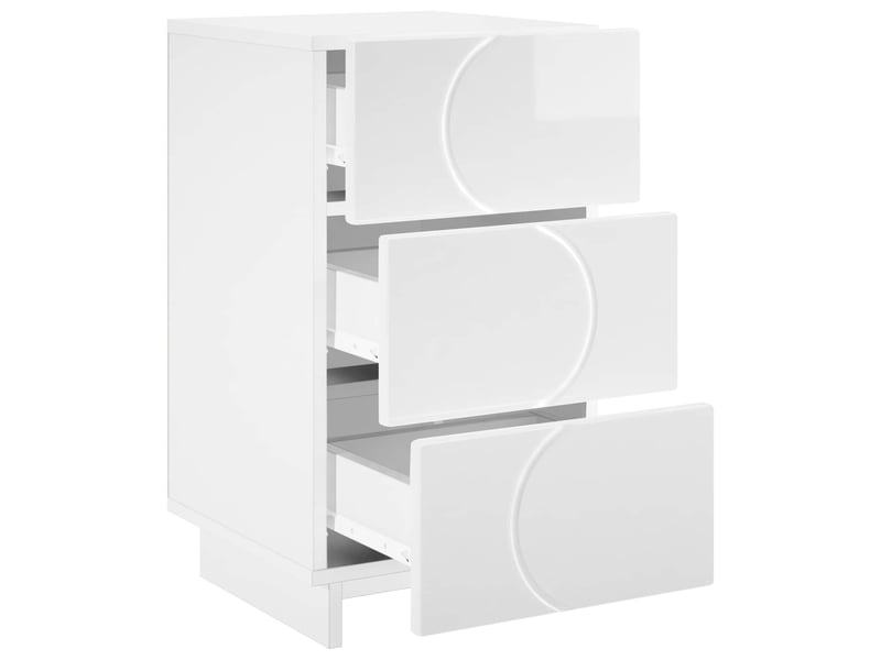  Table de chevet - cabinet de chevet - table de nuit 2 pièces blanc brillant 33,5 x 34,5 x 60 cm  - Conforama B