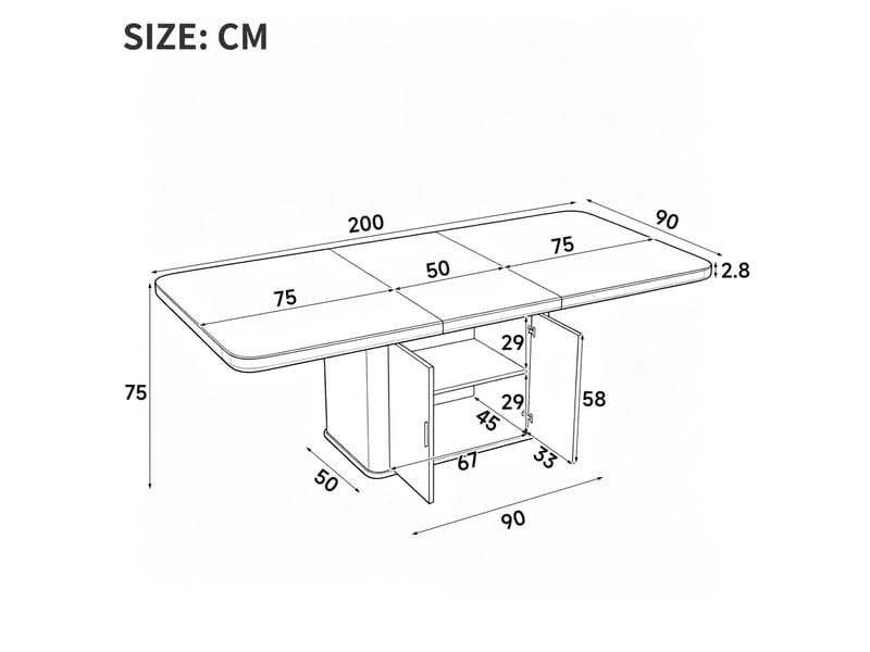  Table à manger extensible 6 à 8 places avec rangement, 150 à 200 cm, effet marbre blanc  - Conforama E