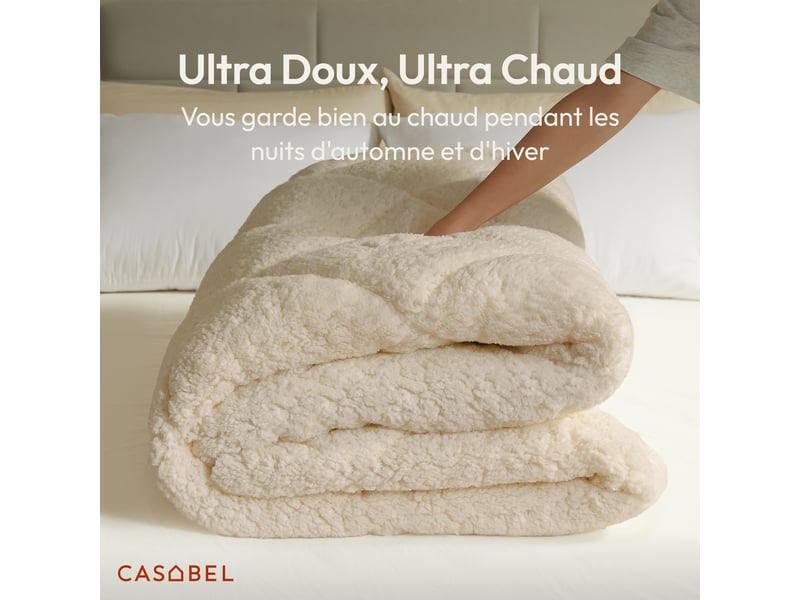  Casabel couette polaire hiver ultra chaude 600gm², réversible, douce et moelleuse, 2 personnes, 240x260cm, taupe  - Conforama E