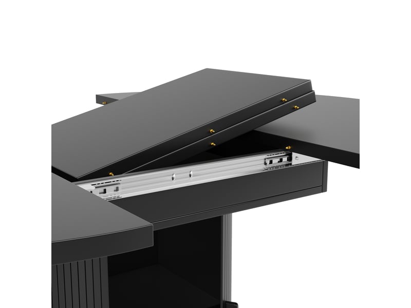  118-158 noir table à manger extensible avec rangement, design moderne, structure fonctionnelle pour cuisine et salle à manger  - Conforama E