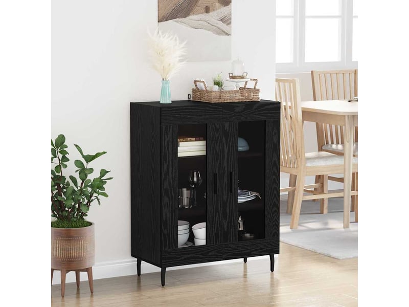  Buffet - bahut - meuble de rangement chêne noir 69,5 x 34 x 90 cm bois d'ingénierie  - Conforama D