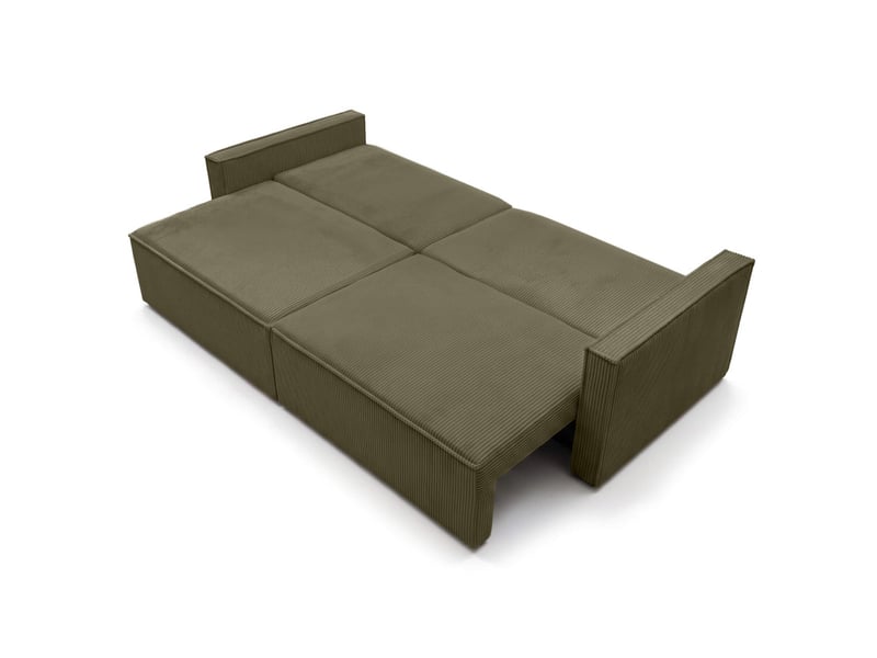 Farah - canapé droit 3 places convertible accoudoirs slim en velours cotelé - Conforama C