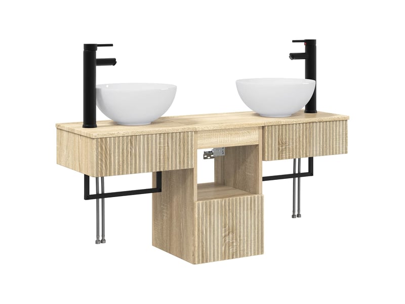  Ensemble de mobilier de salle de bain 3 pc chêne sonoma cf64372  - Conforama A