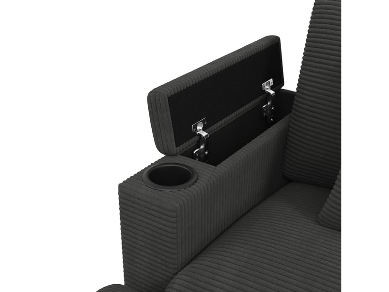  Canapé d'angle u modulable convertible 6 places en velours côtelé gris avec usb-c, rangement et porte-téléphone  - Conforama D