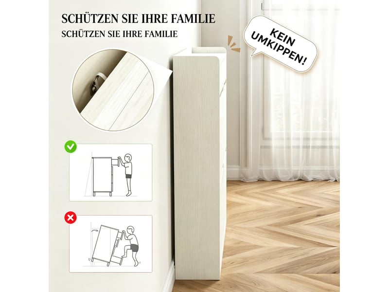  Meuble à chaussures 4 abattants et 2 rangements coulissants, compact pour entrée, blanc, 98 × 19,2 × 95,3 cm  - Conforama E