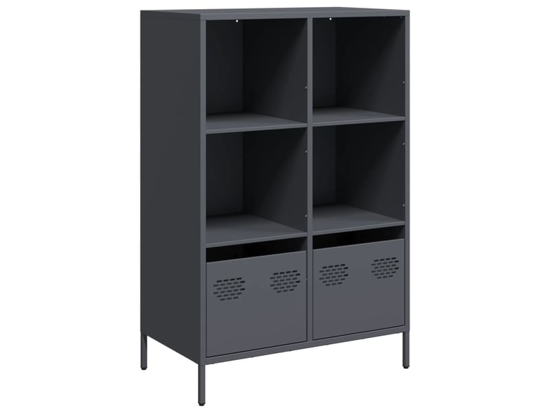 Buffet haut - bahut - meuble de rangement anthracite 68x39x103,5 cm acier  - Conforama A