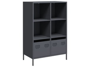 Buffet haut - bahut - meuble de rangement anthracite 68x39x103,5 cm acier