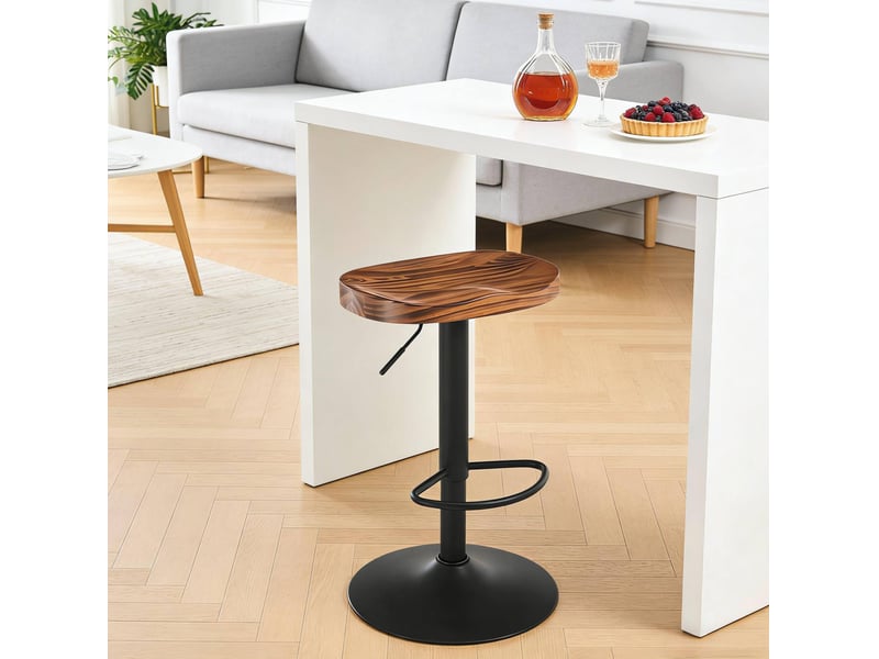  Elvmi tabouret de bar pivotant réglable en hauteur 60 à 81 cm assise ergonomique en bois massif forme selle structure en métal repose pied base large 41 cm stable pour îlot de cuisine bar comptoir café coloris brun rustique  - Conforama D
