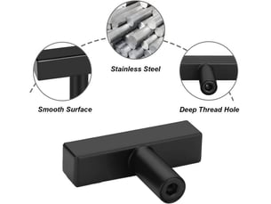 Lot de 4 boutons en acier inoxydable noir, poignées vintage pour tiroirs, commodes et décoration intérieure