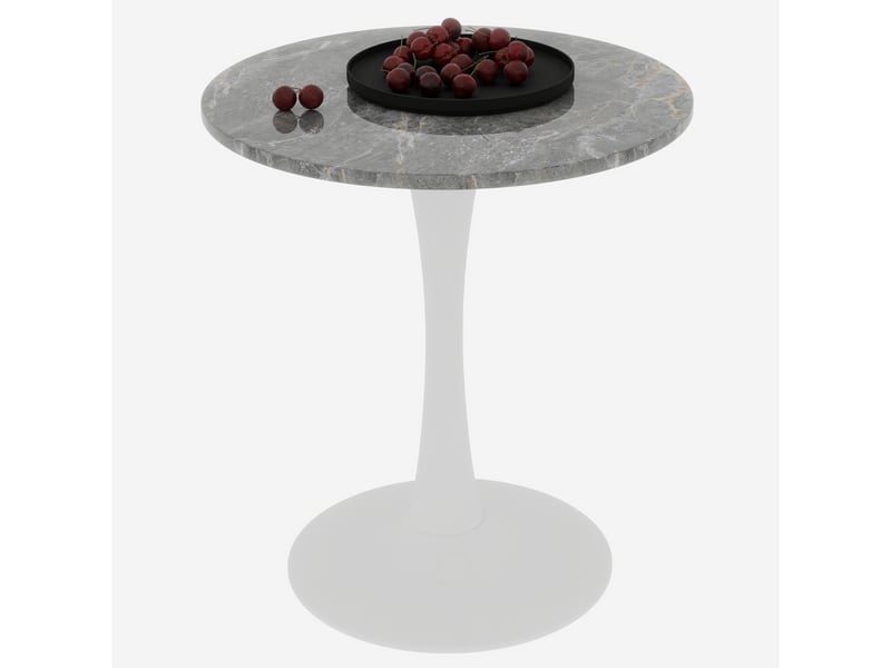  Table ronde,70x70x72 cm,style mid-century,marbre artificiel,gris et blanc antique  - Conforama D