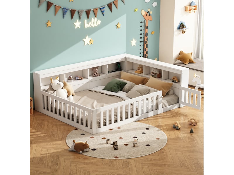  Lit 2 places 140x200 cm avec rangement, prises usb et sommier blanc  - Conforama B