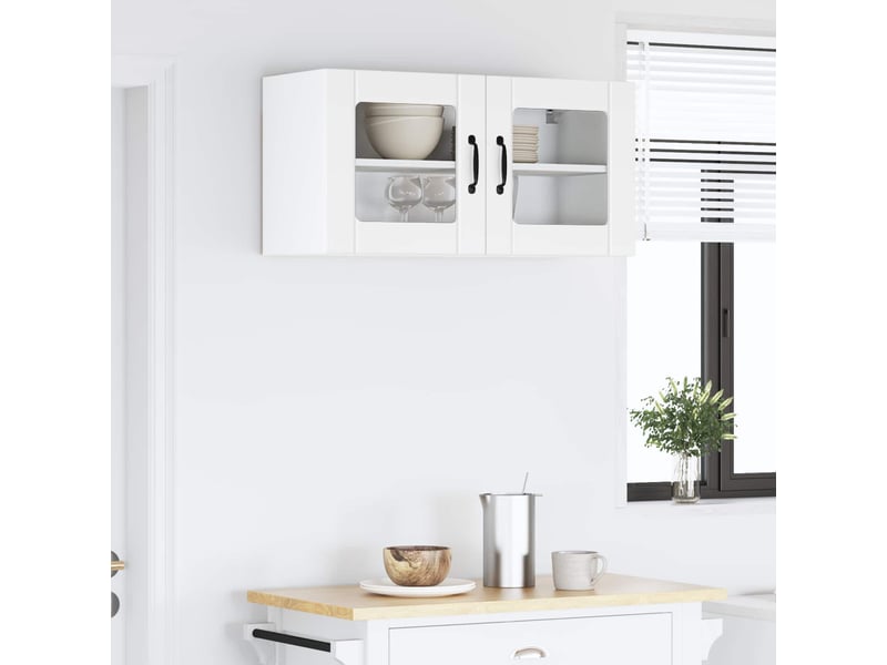  Meuble mural de cuisine, cabinet en verre mural blanc 80x31x40cm shl5733  - Conforama D