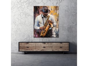Tableau décoration murale impression sur toile homme musicien brun - 70x100 cm - tableau décoration murale chambre et salon