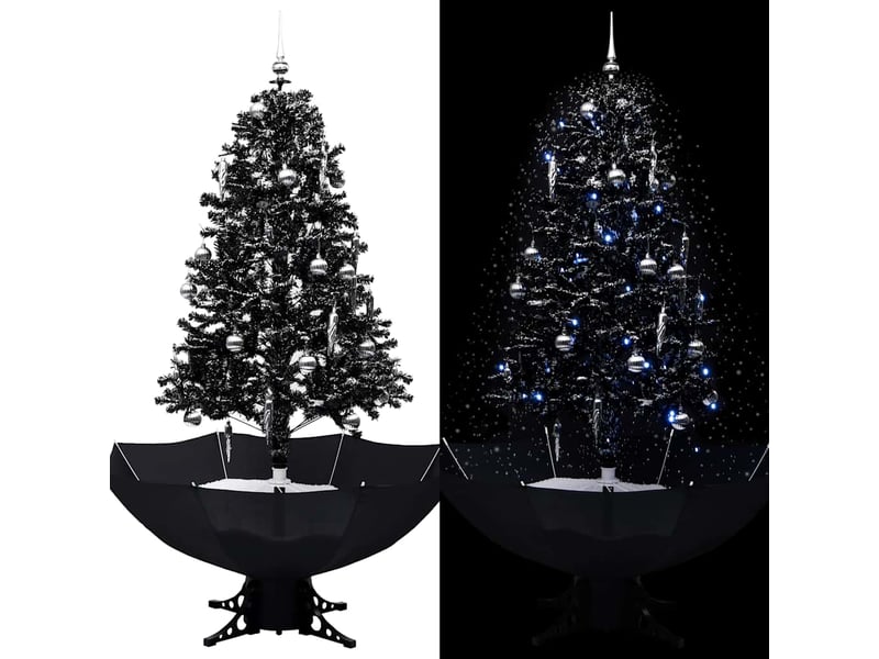  Arbre de noël, sapin de noël neigeux avec base de parapluie noir 170 cm pvc  - Conforama B