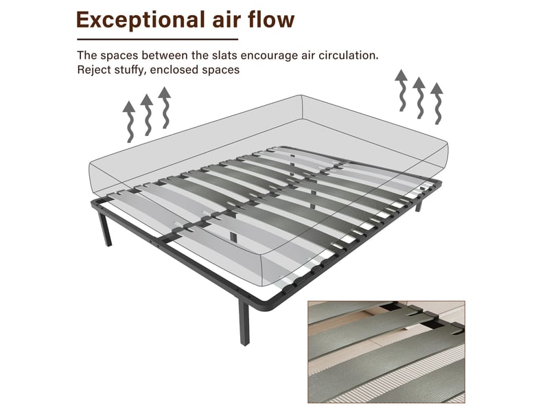  Sommier à lattes 140x190cm sur 6 pieds inclus pour lit 2 places  - Conforama D