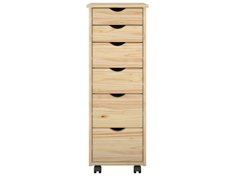  Caisson roulant de bureau, meuble de rangement 34 x 39 x 93,5 cm bois de pin massif marron  - Conforama D