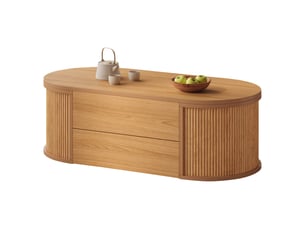 Table basse ovale coloris bois clair OOIILLEE Luxe haut de gamme - 50 cmx100 cm