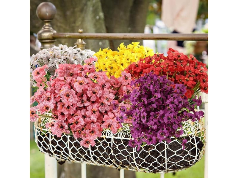  20 pièces plantes artificielles, fleurs violettes, fleurs artificielles, fleurs décoratives extérieures, résistantes aux uv en plein air-violet  - Conforama E