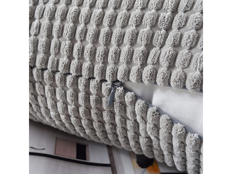  Taie d'oreiller en grains de maïs, taie d'oreiller en velours côtelé doux, housse de coussin pour la maison 2 pièces gris foncé, 45 x 45 cm  - Conforama D
