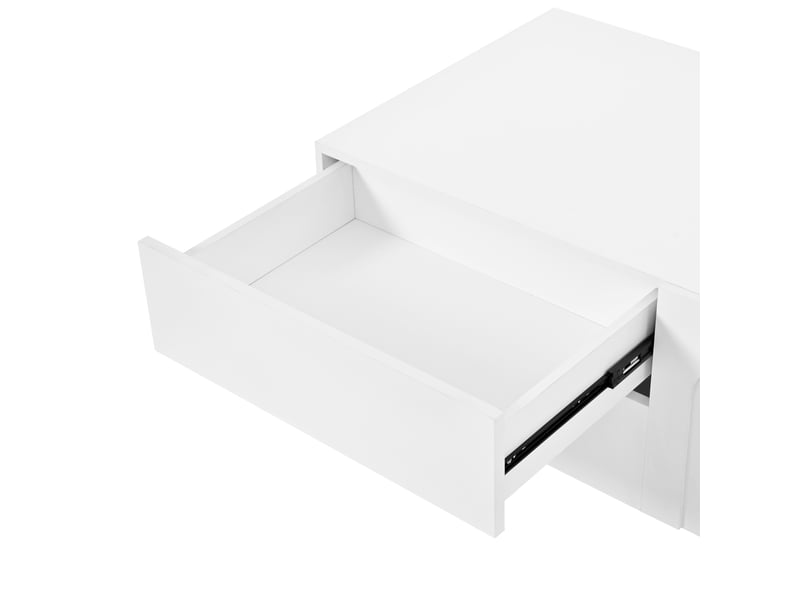  Table basse avec 2 tiroirs et 2 portes pour salon en mdf et panneaux de particules 100×50×39,5 cm blanc  - Conforama D