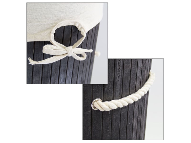  Panier à linge rond pliable grande capacité 65 x 41 cm facile à transporter style naturel en bambou beige 13_0005143  - Conforama D