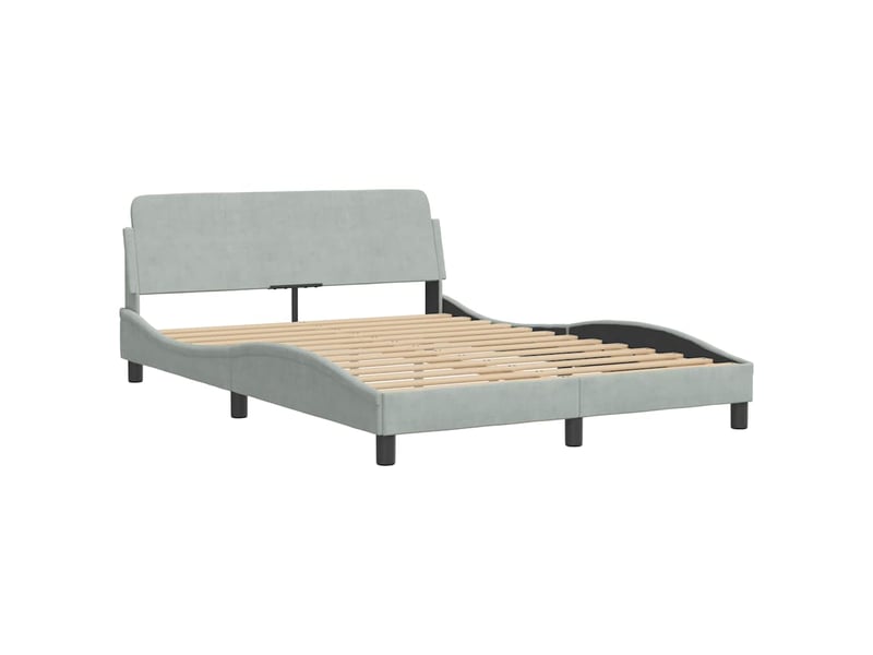  Lit double- lit adulte -  cadre de lit dover gris clair 135 x 190 cm velours  - Conforama B