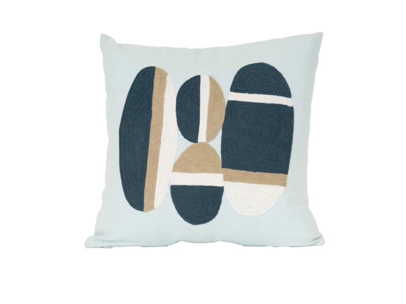  Coussin brodé motif galets de plage 45x45 cm  - Conforama A