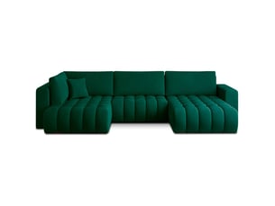 Canapé d'angle bonita convertible 6 places vert foncé tissu – droit – 350x175cm