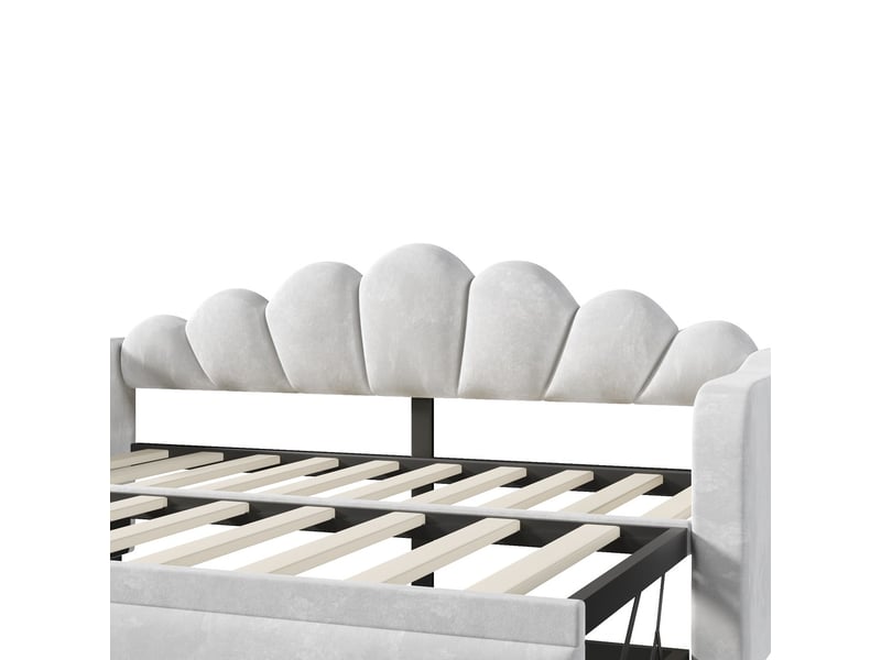  Lit banquette rembourré 90x200 cm fonction coulissante éclairage led coulissant plat ou relevé gris  - Conforama D