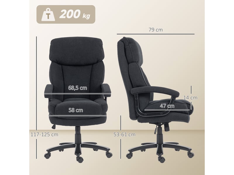  Fauteuil de bureau pivotant réglable jusqu'à 200 kg noir 68,5 x 79 x 125 cm  - Conforama C
