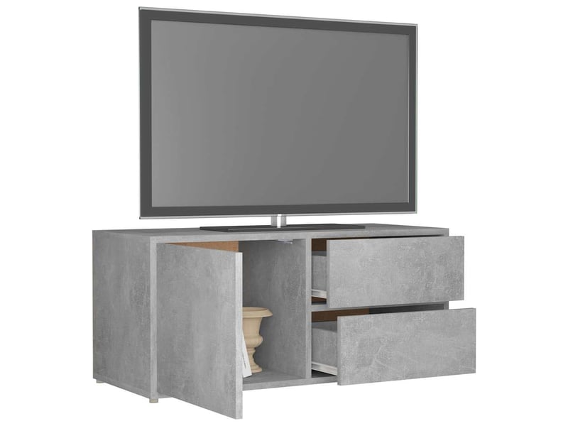  Meuble tv - banc tv - meuble de rangement gris béton 80x34x36 cm bois d'ingénierie  - Conforama E