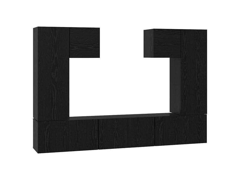  Ensemble meuble tv - banc tv - meuble de rangement 7 pcs chêne noir bois d'ingénierie  - Conforama A