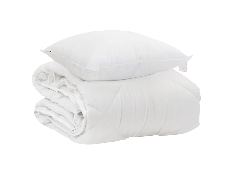 Duvet toutes saisons avec oreiller 2 pièces - couette blanc microfibre - Conforama A